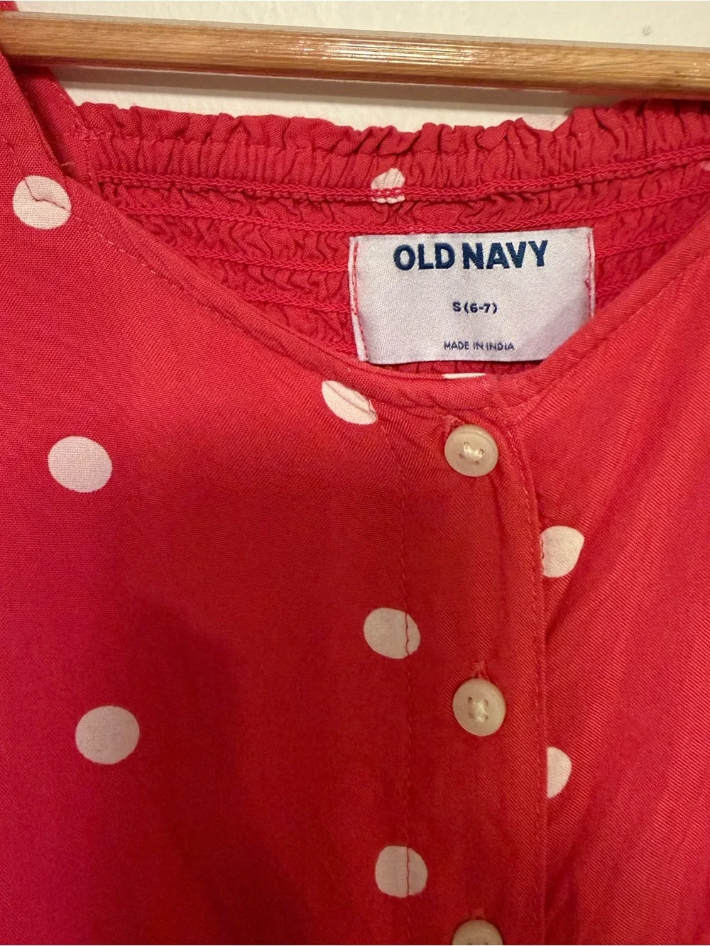 Old Navy Girls’ Size 6–7 Pink & White Polka Dot Button-Front Dress 💕